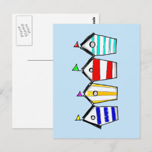 Färgrik Illustration av Strandstuga Vykort