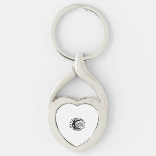 Färgrik illustration Jag älskar dig till månen och Twisted Heart Silverfärgad Nyckelring