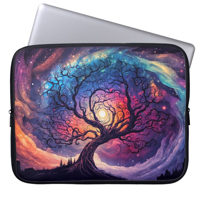 Färgrik Illustrativ Natt Himmel Illustration Laptop Fodral (Framsidan)