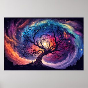 Färgrik Illustrativ Natt Himmel Illustration Poster