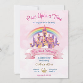 Färgrik Illustrativ Prinsessa Födelsedagsfest Inbjudningar