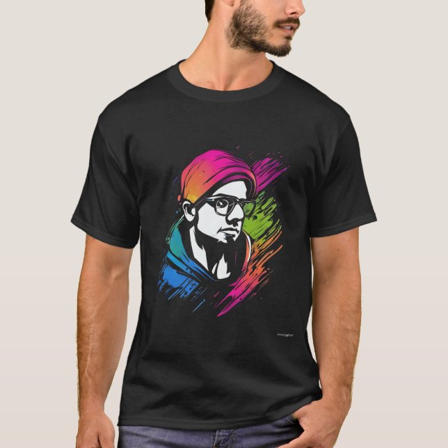 Färgrik illustrativ programmerarporträtt – Creati T Shirt (Framsida)