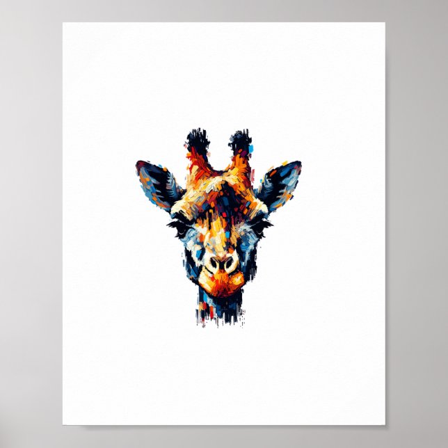 Färgrik Impressionism Stil Djurälskare Giraff  Poster (Framsidan)