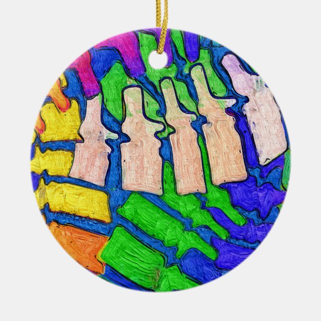 Färgrik inbindningskonstprydnad julgransprydnad keramik (Framsidan)