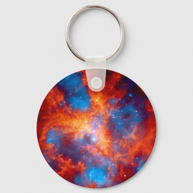 Färgrik infraröd rymdfoto av Tarantelnebulosan Nyckelring (Framsida)