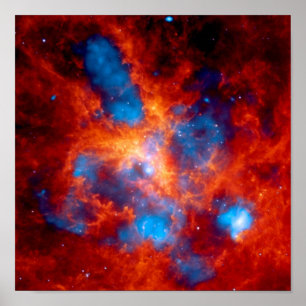 Färgrik infraröd rymdfoto av Tarantelnebulosan Poster