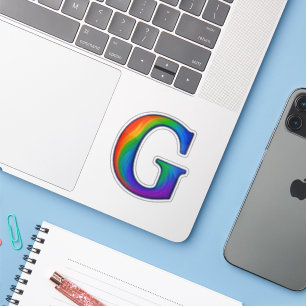Färgrik initial alfabet bokstav G Klistermärken