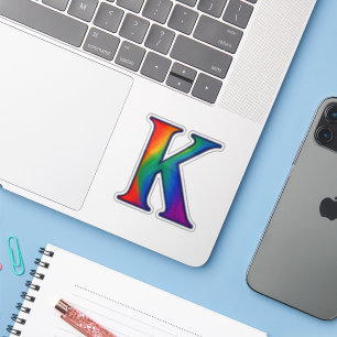 Färgrik initial alfabet bokstav K Klistermärken