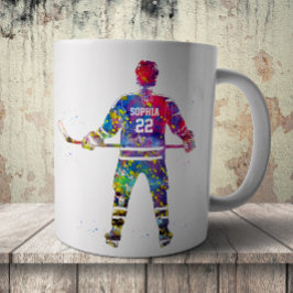 Färgrik ishockeyspelare kaffemugg