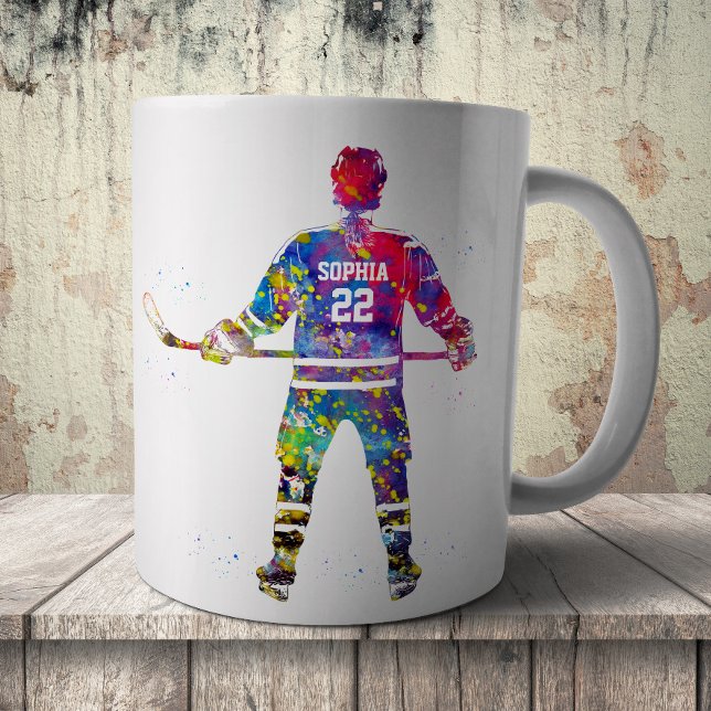 Färgrik ishockeyspelare kaffemugg (Skapare uppladdad)