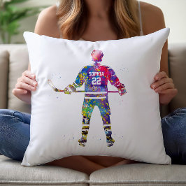 Färgrik ishockeyspelare kudde