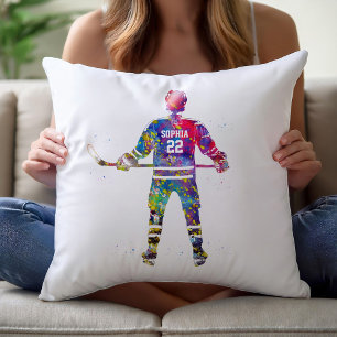 Färgrik ishockeyspelare kudde