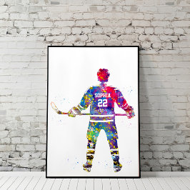 Färgrik ishockeyspelare poster
