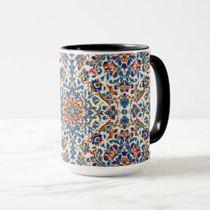 Färgrik Iznik Persisk Turkisk Handmålad Repro Mugg