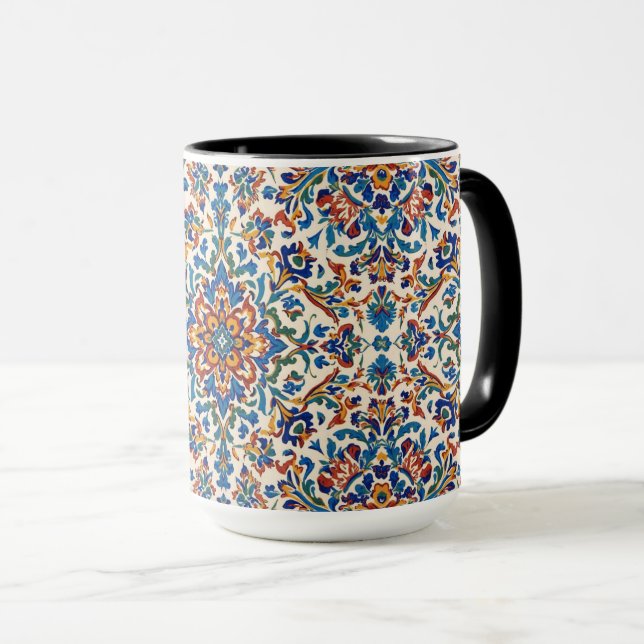 Färgrik Iznik Persisk Turkisk Handmålad Repro Mugg (Framsida höger)