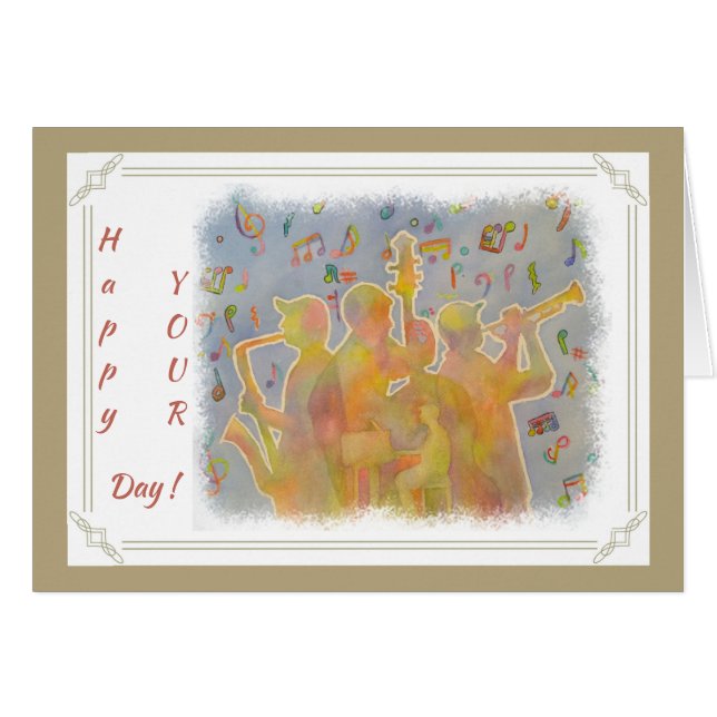 FÄRGRIK JAZZ HÄLSNINGSKORT (Framsidan Horizontal)