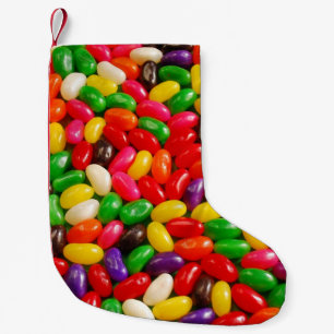 Färgrik jellybeangodis liten julstrumpa