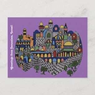 Färgrik Jerusalem vykort