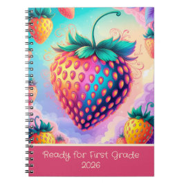 Färgrik jordgubbe för 1:a klass 2025 anteckningsbok