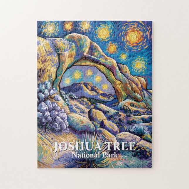 Färgrik Joshua Tree Natur Modern Van Gogh-stil Pussel (Vertikal)