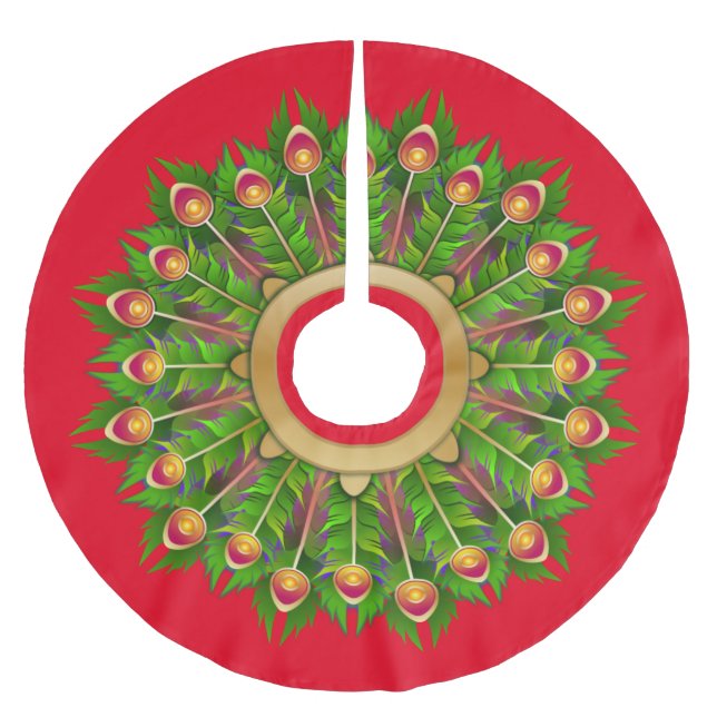 Färgrik jul julgransmatta borstad polyester (Framsidan)