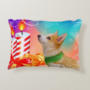 Färgrik julCorgivalp Prydnadskudde