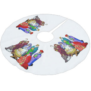 Färgrik juljulkrubba julgransmatta borstad polyester