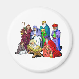 Färgrik juljulkrubba magnet