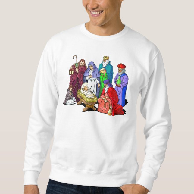 Färgrik juljulkrubba sweatshirt (Framsida)