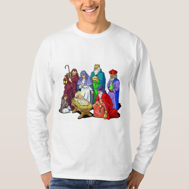 Färgrik juljulkrubba tee shirt (Framsida)