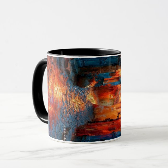 Färgrik kaffemugg med doodle-mönster | Söt tecknad (Framsida vänster)