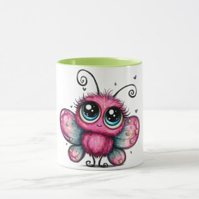 Färgrik kaffemugg med lila fjäril (Center)