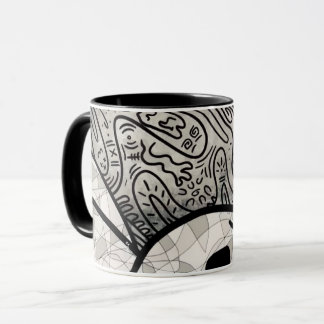 Färgrik kaffemugga med doodle-mönster | Söt teckna Mugg