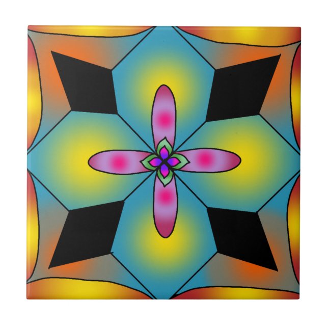 Färgrik kakelstil mandala  kakelplatta (Framsidan)