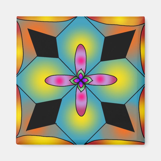 Färgrik kakelstil mandala  magnet (Framsidan)