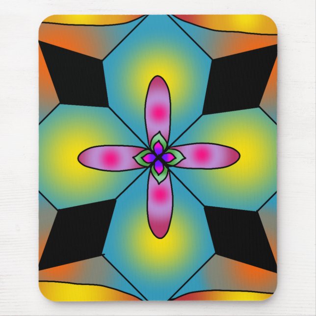 Färgrik kakelstil mandala  musmatta (Framsidan)