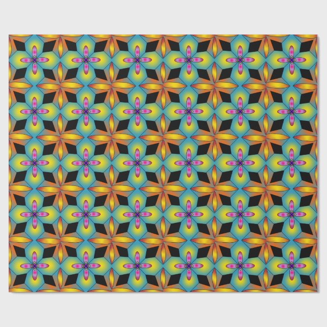 Färgrik kakelstil mandala  presentpapper (Platt)