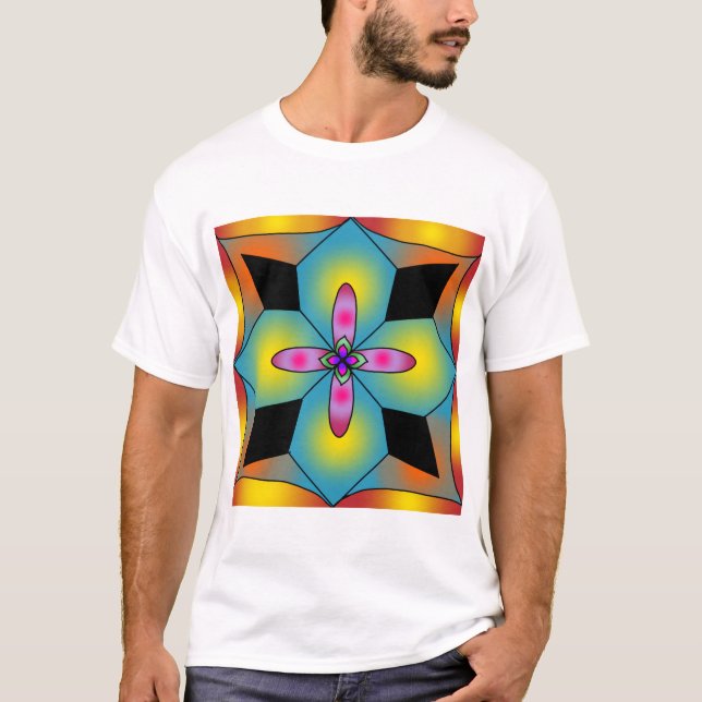 Färgrik kakelstil mandala  t shirt (Framsida)