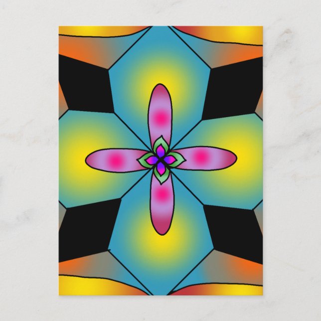 Färgrik kakelstil mandala  vykort (Framsida)