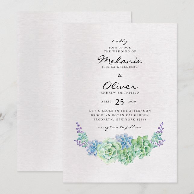 Färgrik Kaktus Bröllop Inbjudningar (Fram/baksida)