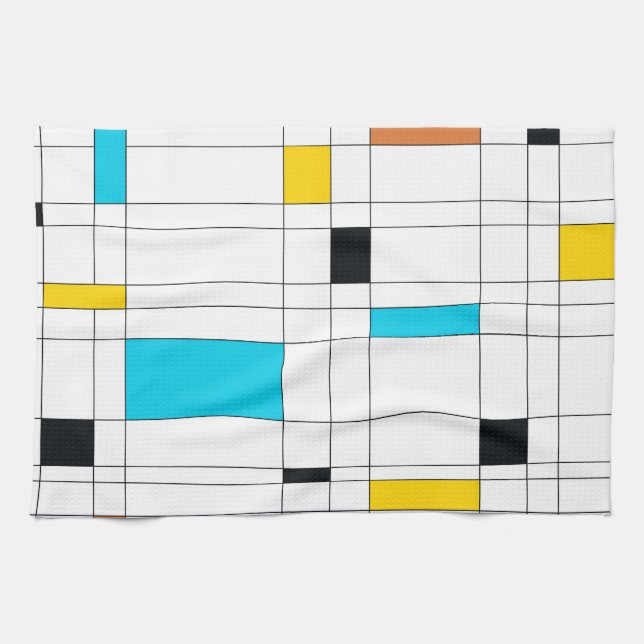 Färgrik, kall, moderiktig modern illustrationkonst kökshandduk (Horisontell)