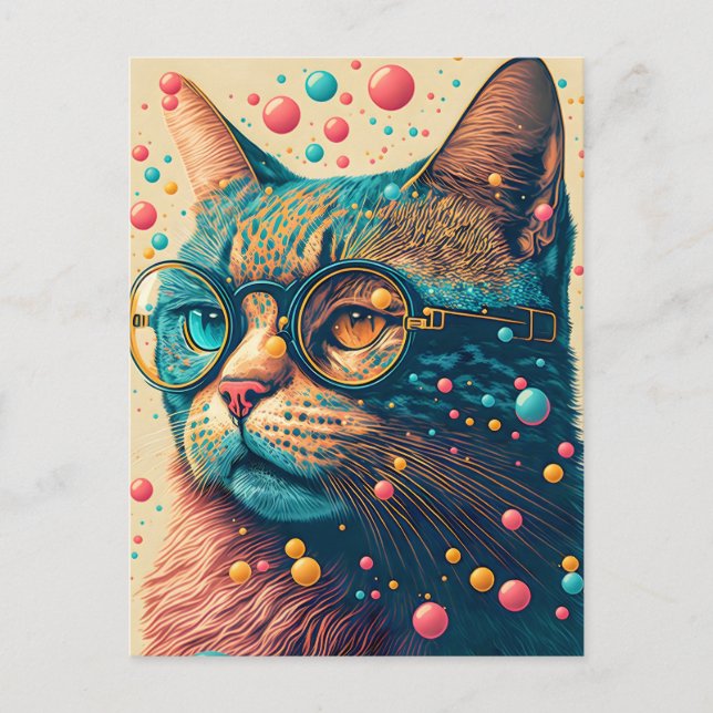 Färgrik Kalle Katt Illustration Vykort (Framsida)