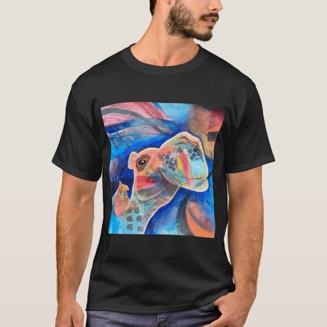 Färgrik Kamel Abstrakt T Shirt (Framsida)