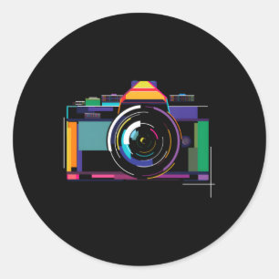 Färgrik Kamera Fotograf Fotografi Runt Klistermärke