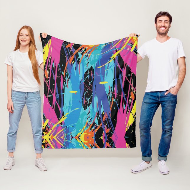 Färgrik Kaos: Stänk och Linjer Fleecefilt (På plats)