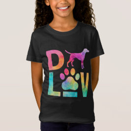 Färgrik Kärlek till Hund Tass Vattenfärgskonst T Shirt