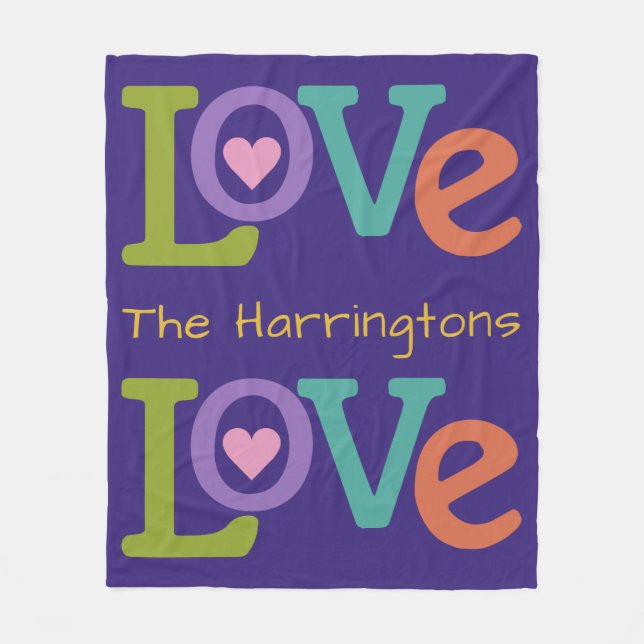 Färgrik kärlekullfilt fleecefilt (Framsidan)