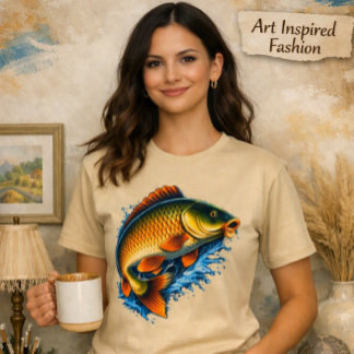 Färgrik Karp Stänk Konstnärlig Grafisk T-Shirt
