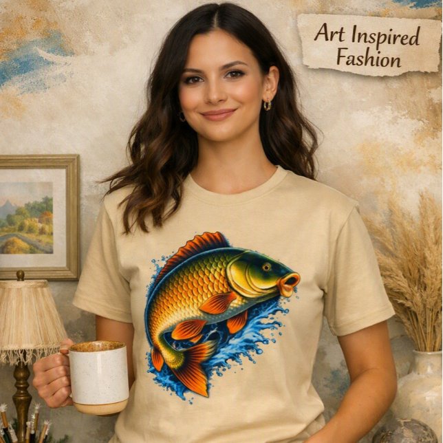 Färgrik Karp Stänk Konstnärlig Grafisk T-Shirt (Skapare uppladdad)