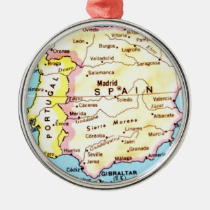 Färgrik karta av den Spanien designen Julgransprydnad Metall